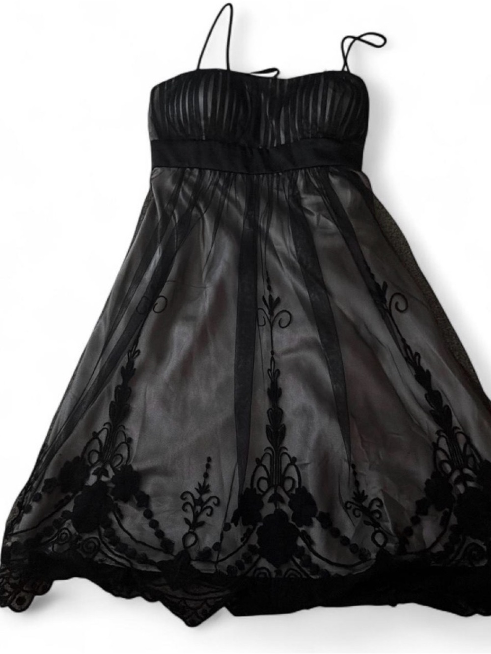 SL Fashions Black Strapless Sheer Overlay Mini Dress